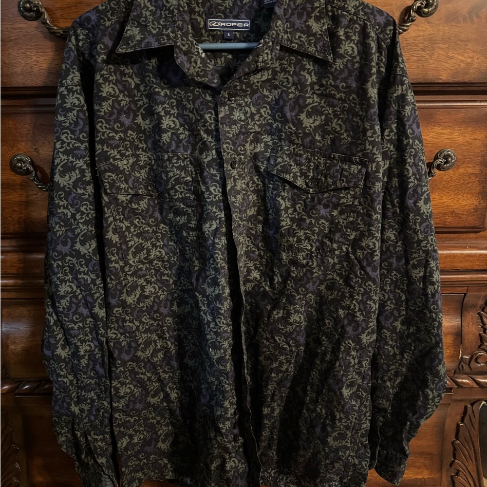 Roper Black and Green Lightweight Shirt Jacket